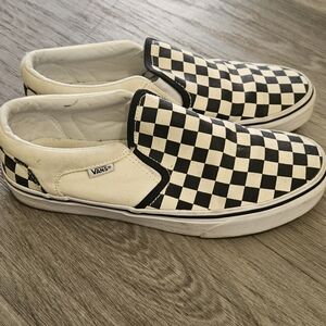 Vans Black and White Checkerboard Slip-Ons
